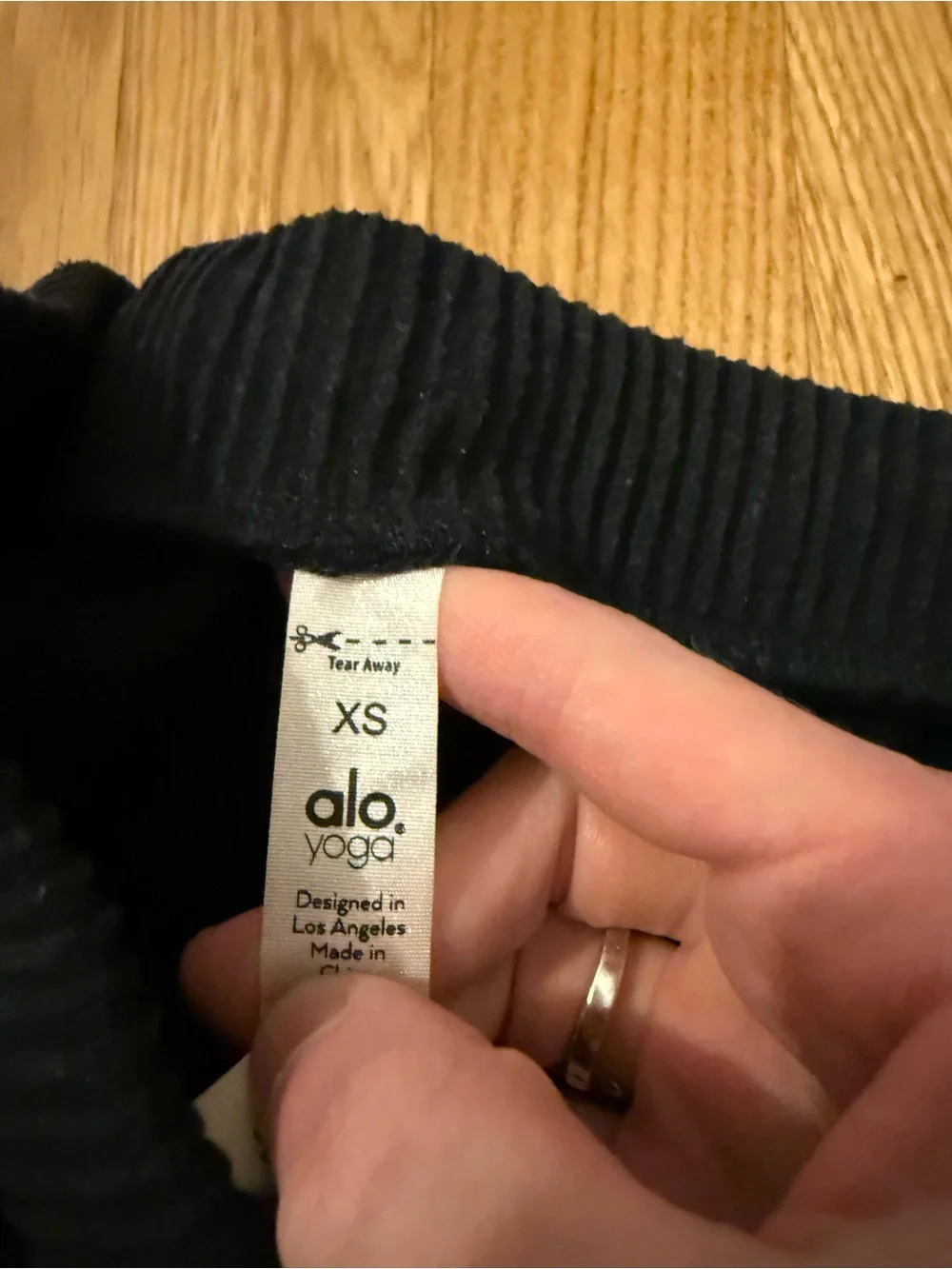 ALO Yoga Black Ribbed Pull-On Athletic Shorts